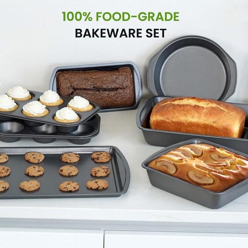 BLISI 7 Piece Baking Pans Set Non Stick, Heavy-Duty Carbon Steel Oven Pan Set Include Muffin Pan, Loaf Pan, Cake Pan & Roasting Pan, PFA Free Non Toxic Make a Great Gift for Family - Image 4